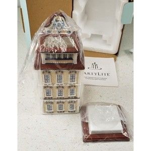 PARTYLITE CAFE VIENNA TEALIGHT HOUSE # P8276~CERAMIC COLLECTIBLE~6 1/4" H~NIB